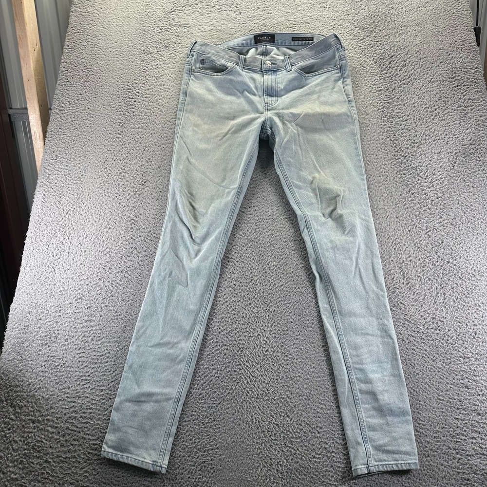 Pacsun Stacked Jeans Mens 33x34 Blue‎ Denim Cotton Skinny Faded Stretch Workwear